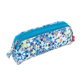 Easy Studentské pouzdro tyrkysově-modré kostičky / Pouzdro / 2 zipy / 24×12×5 cm (5902693206729)
