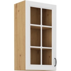 Horní prosklená skříňka Stilo 40 GS-90 1F Barva korpusu: Dub artisan, Barva dvířek: Bílá