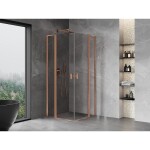 MEXEN/S - Mist L Duo sprchový kout dveře křídlové 95 x 95, transparent, měď kartáčovaná 8A4L-095-095-65-00