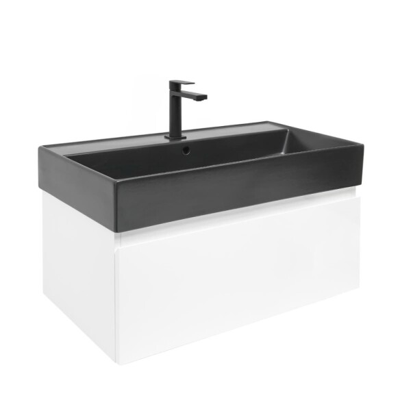 Koupelnová skříňka s umyvadlem SAT B-WAY 79x30x45 cm bílá lesk BWAY80WU2BB BWAY80WU2BB