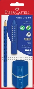 Faber-Castell Grafitová tužka Grip Jumbo s příslušenstvím modrá / Tvrdost B (151238)
