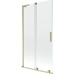 MEXEN/S - Velar L dvoukřídlá posuvná vanová zástěna 100 x 150, transparent, zlatá kartáčovaná 896-100-003-01-55