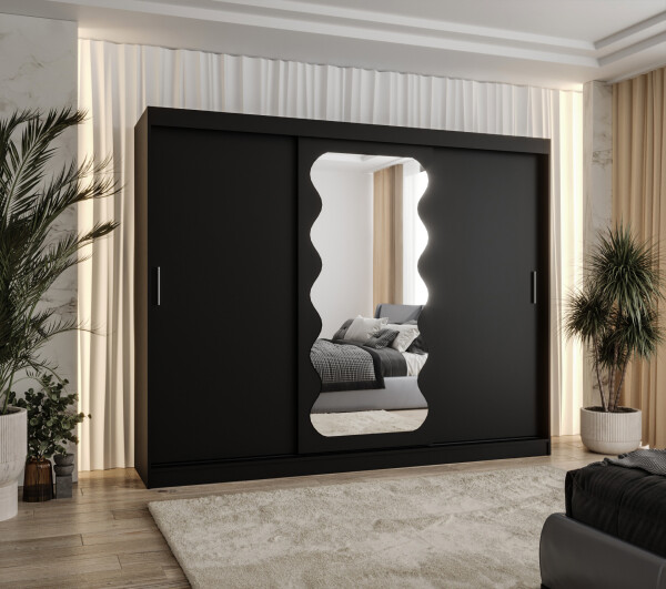 Šatní skříň Abi Spoti Rozměry: 250 cm, Barva korpusu + barva dveří: Černá + Černá