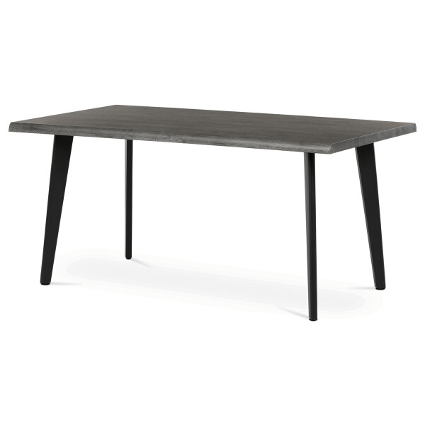 Stůl jídelní, 160x90x75 cm, MDF deska, dekor šedý dub, kov, černý lak