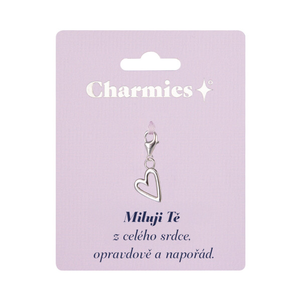 Stříbrný přívěsek srdce - Miluji Tě - Albi
