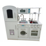 Dětská bílá kuchyňka s doplňky a LED osvětlením