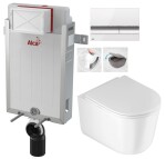 ALCADRAIN Renovmodul - předstěnový instalační systém s bílým/ chrom tlačítkem M1720-1 + WC DEANTE Jasmin se sedátkem RIMLESS AM115/1000 M1720-1 JA1