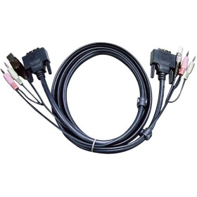 ATEN KVM kabel [2x jack zástrčka 3,5 mm, DVI zástrčka 24+1pólová, USB 2.0 zástrčka A - 2x jack zástrčka 3,5 mm, DVI zástrčka 24+1pólová, USB 2.0 zástrčka B]