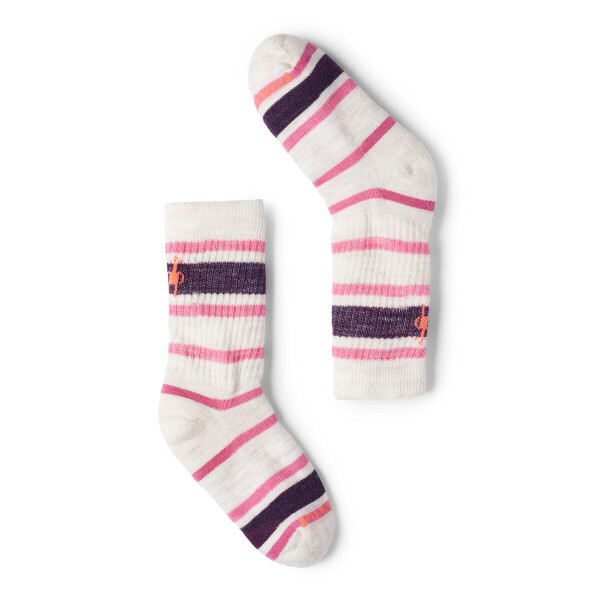 Unisex merino turistické ponožky SMARTWOOL Kids' Hike Light Cushion Striped Crew So, Moonbeam velikost: 34-37 (S)