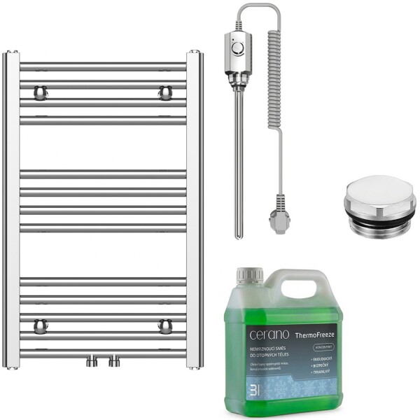 CERANO Koupelnový elektrický radiátorový set Benito - 300W - chrom - 700x450 mm