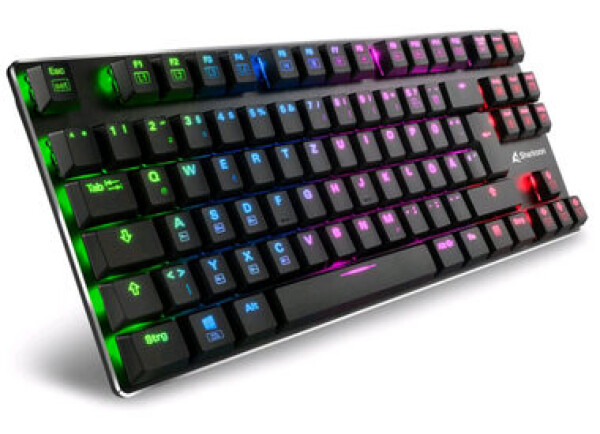 Sharkoon PureWriter TKL černá / nízkoprofilová herní klávesnice / mechanická / drátová / RGB / Kailh Blue spinač / US (4044951021529)