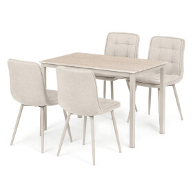 Jídelní set s 4 židlemi Regulus, krémová, 110x70x75cm, mdf, travertin, ASE-1042 CRM2
