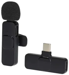 Nedis Bezdrátový klopový mikrofon černá / USB-C / 360° všesměrový / Vypínač / Kabel 1,8 m (MICW110BK)