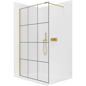 CERANO Sprchová zástěna Walk-in Onyx Cube L/P - 8 mm - hranatá vzpěra - zlatá, industriální sklo - 140x200 cm