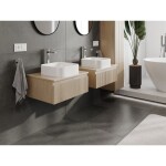 MEXEN/S - Rivel koupelnová skříňka pod umyvadlo 60 cm s deskou, 1 šuplík, reliéf , dub 91A20-06023-1-BFC81