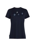 Dámské merino triko s krátkým rukávem ICEBREAKER Wmns 150 Tech Lite SS Tee Bird Transit, Midnight Navy velikost: S