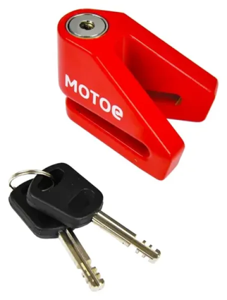 Racceway Zámek kotoučové brzdy červený / Zámek na kotoučovou brzdu / Čep 5 mm / Ocel / 2 klíče