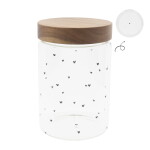 Bastion Collections Dóza s dřevěným víkem Full of Love 18 cm nápis, čirá barva, přírodní barva, sklo, dřevo