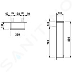 Laufen - Pro S Boční skříňka, 850x350x180 mm, panty vlevo, lesklá bílá H4831130954751