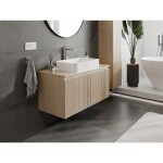MEXEN/S - Rivel koupelnová skříňka pod umyvadlo 100 cm s deskou, 1 šuplík, reliéf , dub 91A20-10047-1-BFC81