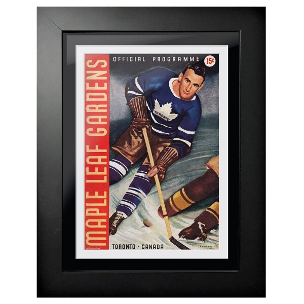 Mustang Obraz v rámu Toronto Maple Leafs NHL Memorabilia Maple Leaf Gardens Red Border Program Cover