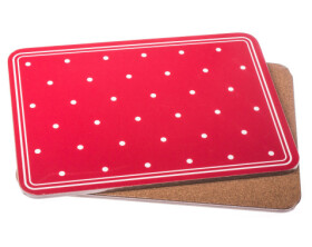 Korkové prostírání (2 ks) 29x21 cm, červené s puntíky