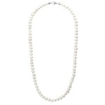 Pánský perlový náhrdelník Egizio - chirurgická ocel, Stříbrná 55 cm Bílá