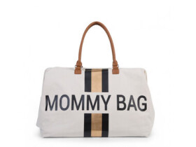 Childhome Mommy Bag Big Canvas Off White Stripes černá/zlatá