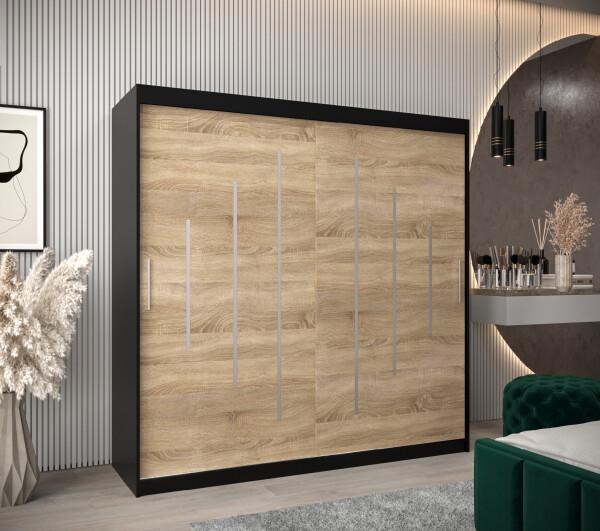 Šatní skříň Abi Y0 Barva korpusu: Černá, Rozměry: 200 cm, Dveře: Dub sonoma