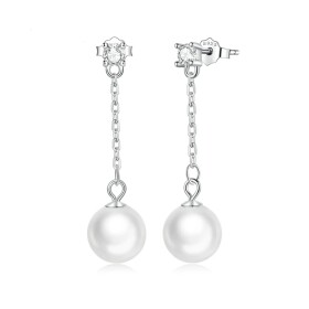 Stříbrné náušnice s perlou a zirkony Anna, stříbro 925/1000, Bílá