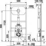 JIKA - Modul Předstěnová instalace pro závěsné WC, 1120x500x140 mm H8936440000001