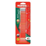 Kores Trojhranná tužka Mathmagic č. 2 = HB s gumou 4 ks