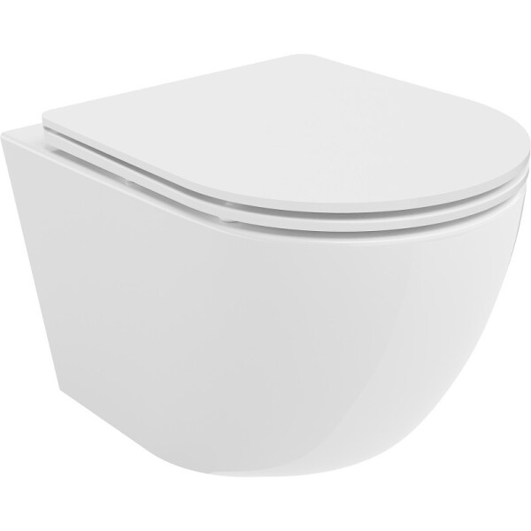 MEXEN/S - Lena Závěsná WC mísa Rimless Tornado včetně sedátka s slow slim, duroplast, bílá lesk 30220300T