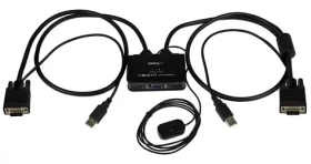 StarTech 2-Port KVM přepínač s kabely / KVM přepínač / VGA / USB / 2048 x 1536 px / dálkové tlačítko (SV211USB)