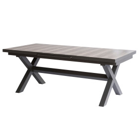 Stůl zahradní rozkládací, keramická deska v dekoru dub 200+60x100x77 cm, hliníková konstrukce