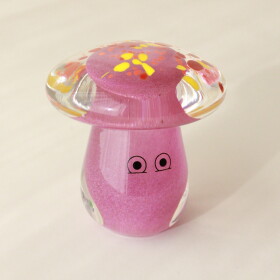 Studio Arhoj Skleněná figurka Crystal Blob Pink Shroom, růžová barva, sklo