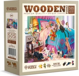 WOODEN CITY Dřevěné puzzle Nezbedná štěňata
