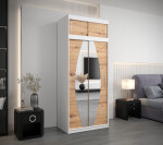 Šatní skříň Abi E0 s nástavcem Barva korpusu: Černá, Rozměry: 120 cm, Dveře: Bílá