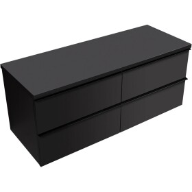 CERANO Koupelnová skříňka Velora - černá matná, úchytka černá + deska pod umyvadlo Navira Pro - 36 mm - 160x56,6x46,5 cm