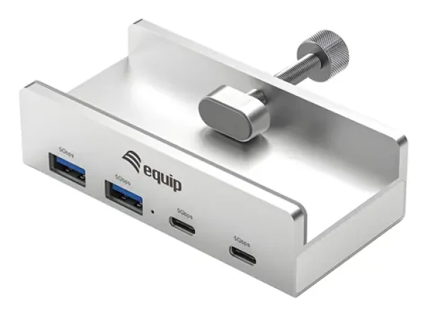 Equip Klip-On 4-Port / USB hub / 2x USB-A + 2x USB-C / USB 3.2 Gen 1 5 Gbps / hliníkové tělo (128967)