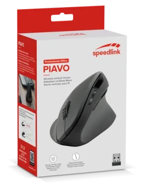 Speed Link PIAVO SL-630019-RRBK černá / Myš / Vertikální ergonomická / Bezdrátová / 5 tlačítek (SL-630019-RRBK)