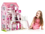 Dřevěný domeček pro panenky XXL s výtahem a skluzavkou ECOTOYS