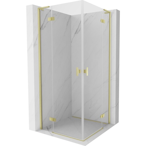 MEXEN/S - Mist-H L Duo sprchový kout dveře křídlové 70 x 70, transparent, zlato kartáčovaná 8A5L-070L-070P-55-00