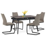 Židle jídelní, béžová látka, černé kovové nohy