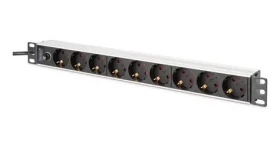 Digitus DN-95437 černá / Zásuvkový panel do racku 19" / 9x zásuvka / hliník / 2 m (DN-95437)