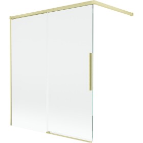 MEXEN/S - Rox vanová zástěna 2-křídlová posuvná 140 x 150, transparent, zlatá kartáčovaná 8C9-140-003-55-00