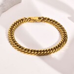 Pánský ocelový náramek Miami Cuban Gold 8 mm, Zlatá 19 cm