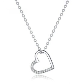 Stříbrný náhrdelník se zirkony Elba - stříbro 925/1000, srdce, Stříbrná 45 cm