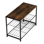 Botník, 2 police, MDF, dekor staré dřevo sonoma, černý kov