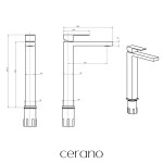 CERANO - Umyvadlová stojánková baterie Velar - vysoká - chrom TU-428167